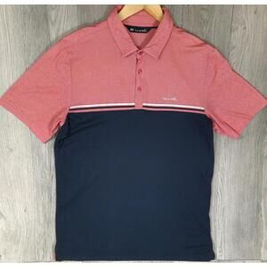 Travis Mathew Polo Shirt Men's L Red & Blue SS Stretch Golf RN123280 Pima #5